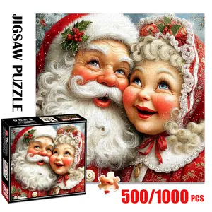1pc 1000 piece adult puzzle 58x58cm Santa Claus and Mrs. Claus500 pieces of paper puzzle, suitable for adults and families, large-scale DIY puzzle interactive toy games, birthday holiday stress re