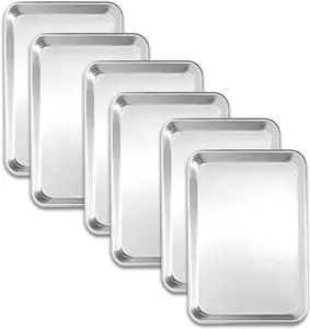 6 Pack Half Size Baking Sheet Pan, Aluminum Commercial Cookie Sheet Pan, Durable & Anti-Stick 18”x 13”