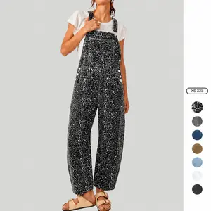 Imily Bela Womens Denim Bib Overalls Barrel Leg Adjustable Strap Jean Pants Jumpsuits with Pockets
