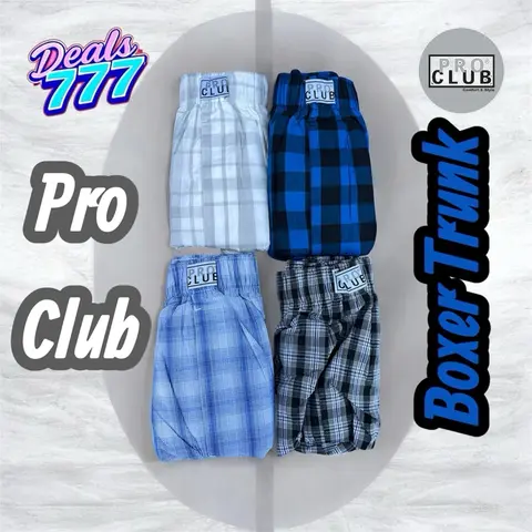 Pro Club Men's Classic Fit Woven Boxer Trunk 3-Pack - Plaid Patterned Menswear Short, Colorful Cotton-Polyester Blend Fabric Boxer Shorts, Elastic Waistband, Functional Fly, Shape Retention, Everyday Wear
