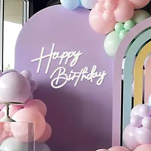 Felt Happy Birthday Sign for Backdrop Balloon Arch Birthday Party Baby Shower Backdrop Decorations White