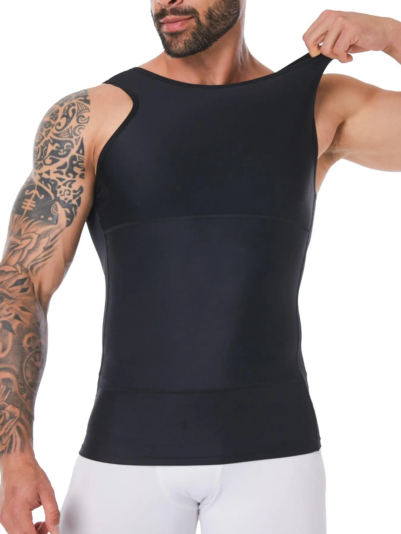 Men's Solid Color Compression Top, Tummy Control Shaper, High Stretch Shapewear Tank Top for Men, Shaper for Men
