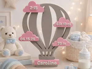 Baby Birth Stat Hot Air Balloon Sign