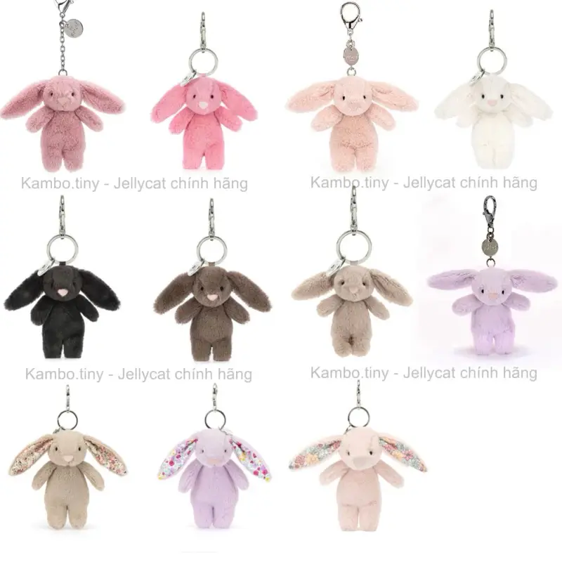 Jellycat Bashful Bunny plush keychain—an adorable collectible and a charming accessory to spruce up handbags, backpacks, school bags, or car keys.