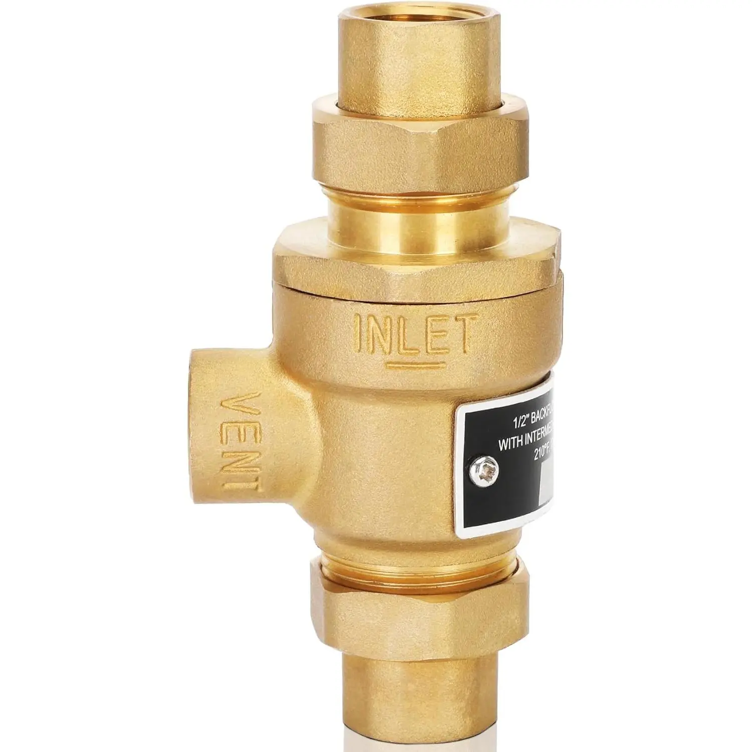 1/2 Inch 9D-M3 Backflow Preventer Brass Dual Check Valve with Intermediate Atmospheric Vent,1/2 Inch,Female Union Inlet and Outlet,190T012