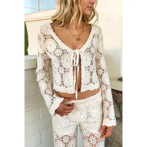 Crochet Front Tie Sweater