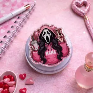 Coquette Ghost Mama MagSafe Phone Grip: Cute Spooky Pink Aesthetic Magnetic Phone Holder, Halloween Funny Mom Gift, Phone or Kindle Popgrip