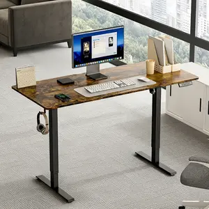 VVENACE Electric Standing Desk Height Adjustable Desk 48 inch 4 Memory Height Stand up Desk for Home Office, Brown Wood Workstation
