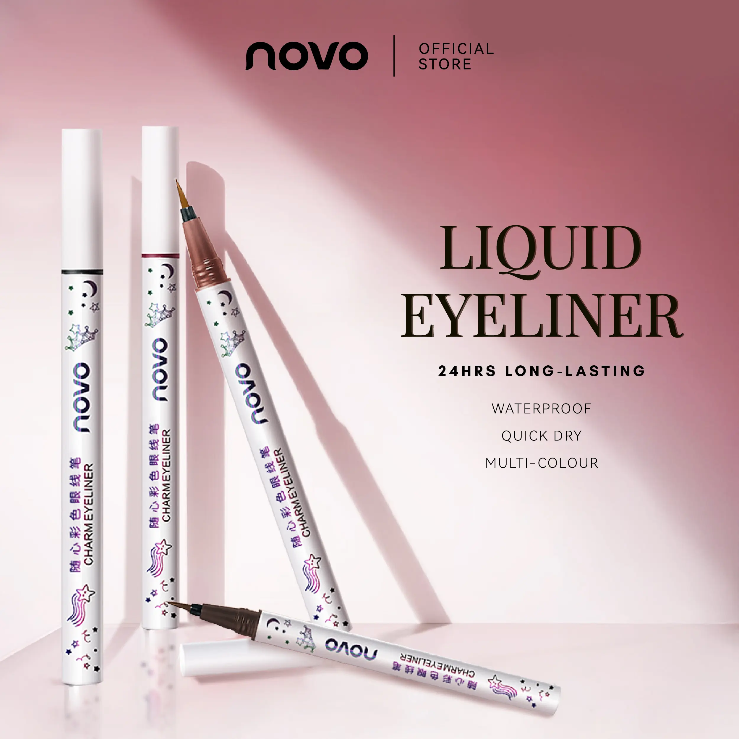 NOVO Liquid Eyeliner Pencil Long Lasting Waterproof Smudgeproof Pigmented Eye Makeup 8 Shades 0.8g