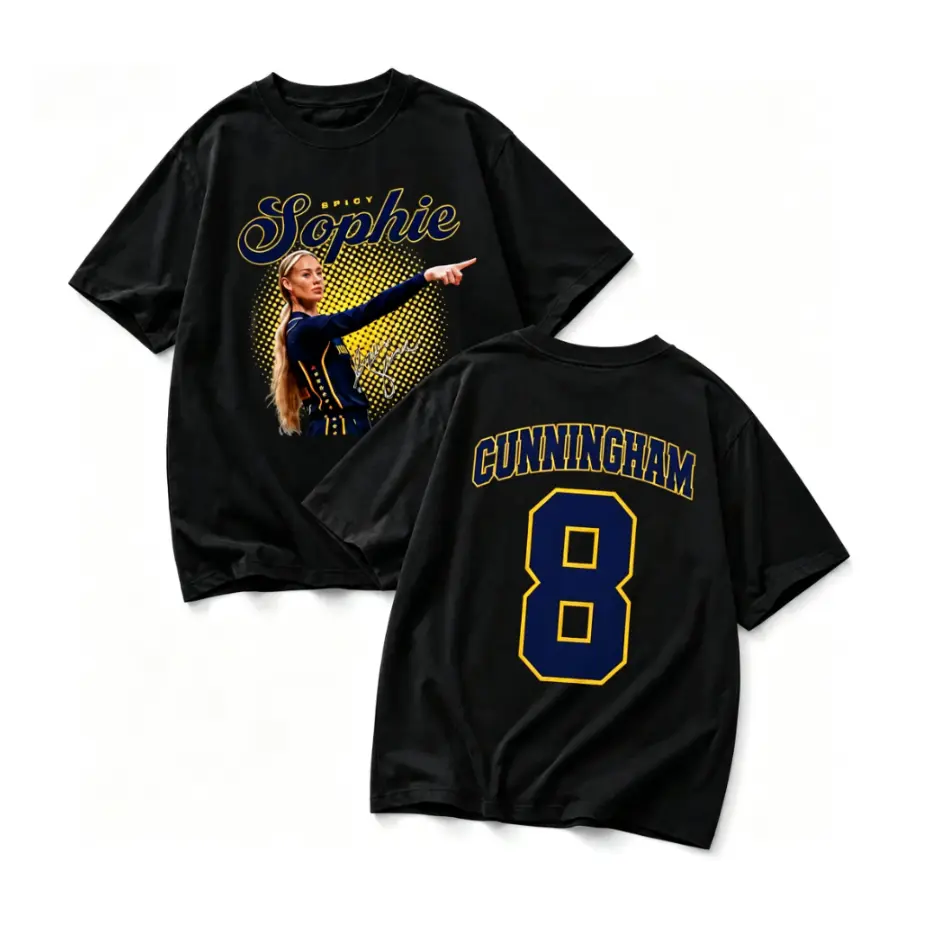 Men's Unisex Sophie Cunningham #8 Double-Sided Short-Sleeve Oversized Graphic Tee, Menswear Casual Basketball Fan T-Shirt, Game Day Streetwear Gift, Shortsleeve, Men's T Shirts, Oversized Tee, Machine Wash, Tops, Gift For Fans, Cotton, Printed, Sophie Gra