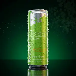 "LAST PACK" Red Bull Green Edition Curuba Elderflower Energy Drink 12 fl oz Cans 4 Pack Tropical Boost Beverage with 114 mg Caffeine for Sport & Focus - Sugar