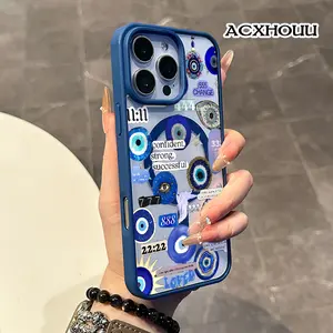 Featuring a Charming Evil Eye And Positive Affirmations Design MagSafe Case Compatible with iPhone 17 Pro Max Air 16 16e 15 14 Plus 13 12 11 X XS Clear Acrylic Back Drop Protection Pocket-Friendly Cellphone Cover Gift