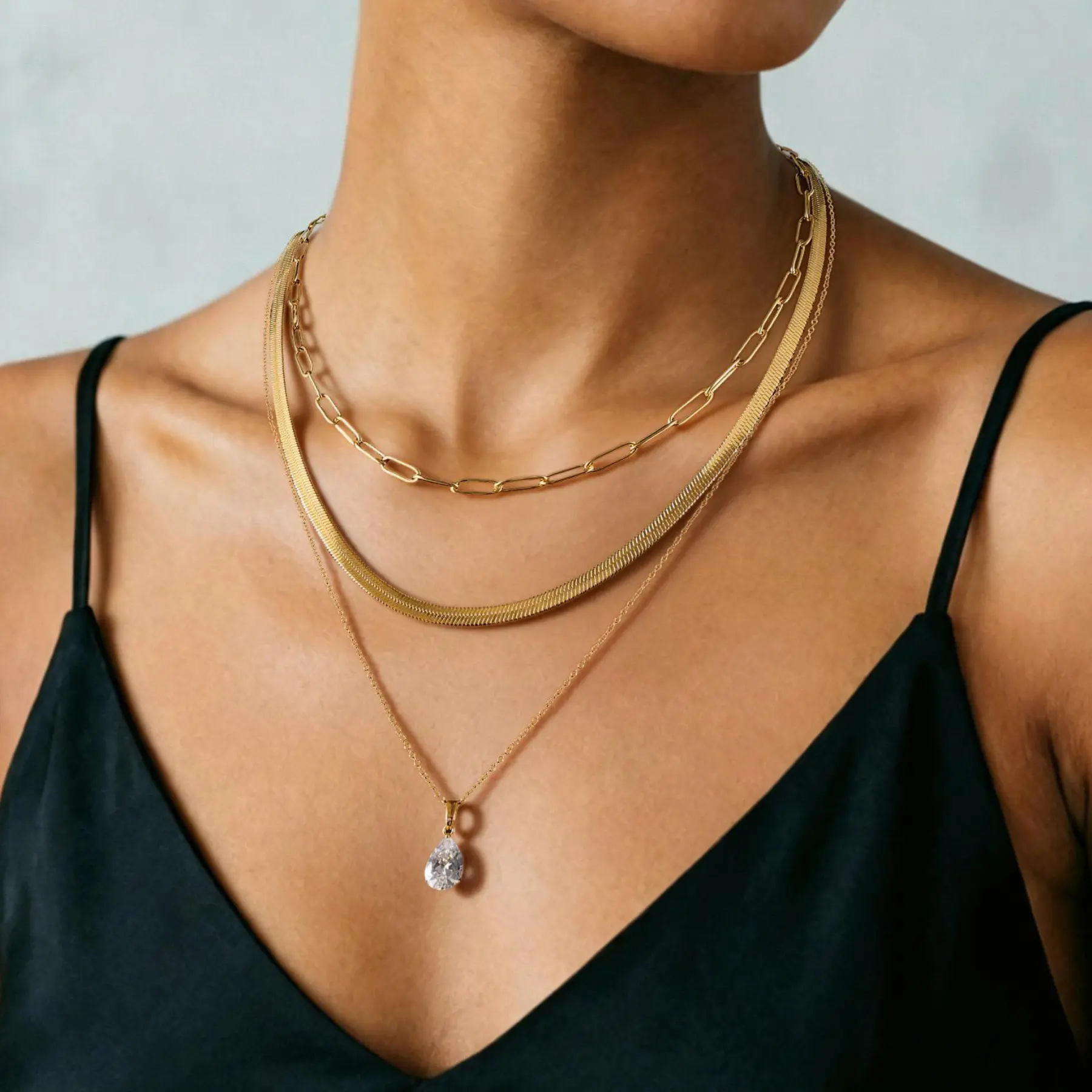 Layered Gold Necklaces for Women, 14K Gold/Silver Plated Dainty Pendant Necklace Set Non Tarnish, Chunky Stackable Cuban Chain Choker, Trendy Birthstone Vacation Jewelry Gift