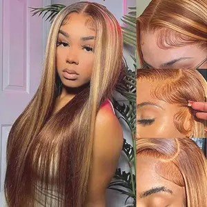 MIRELLE Highlight Honey Blonde Wig - 13x6 Synthetic Lace Front Wigs for Women - HD Lace Body Wave Frontal Wig Pre-Plucked with Baby Hair Heat Resistant Fiber 30 Inches 220 Density