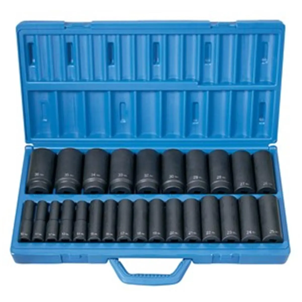 212 MAIN 26-Piece 1/2 in Drive Deep Socket Set - Chromium-Molybdenum Steel Metric Sizes (10mm-36mm), High Torque Drive, Removable Tool Box Tray Top, High Quality Hardware Hand Tools for Cycling