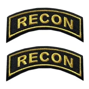 USA Special Forces Recoon Rocker Tab Patch [Hook Fastener -2.75 X 1.0 inch - B07] 2 Piece for Jackets, Vests, Hats, Backpacks, and Tactical Gears.
