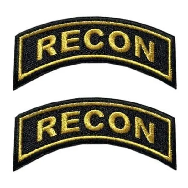 USA Special Forces Recoon Rocker Tab Patch [Hook Fastener -2.75 X 1.0 inch - B07] 2 Piece for Jackets, Vests, Hats, Backpacks, and Tactical Gears.