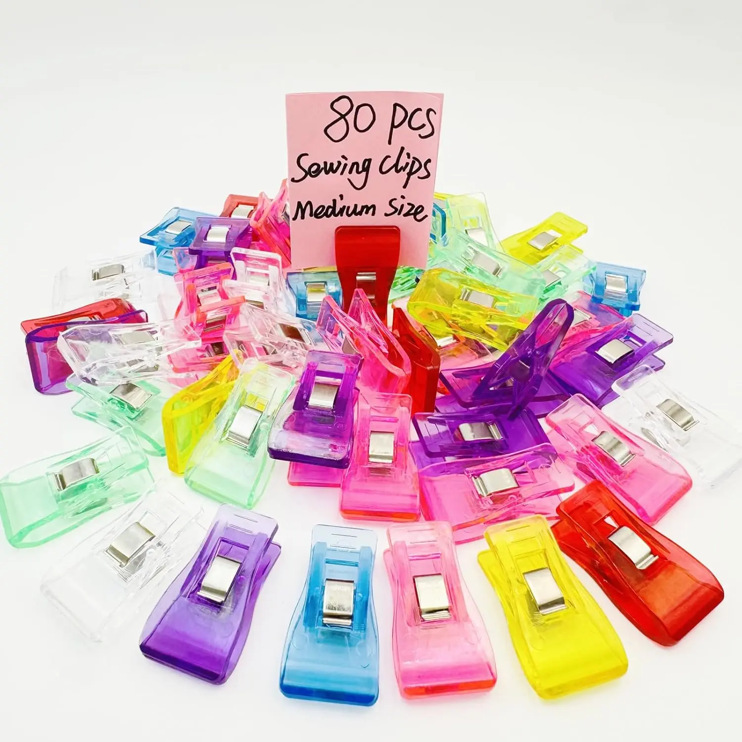80 count Medium Size Sewing Clips 9 Bright Colors Quilting Clips, Multipurpose Fabric Clips, Sewing Supplies, Crafting Tools