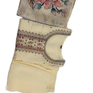 White Indian Suit with Golden Embroidery, Casual Womenswear, Elegant Design Dress Summer Comfort