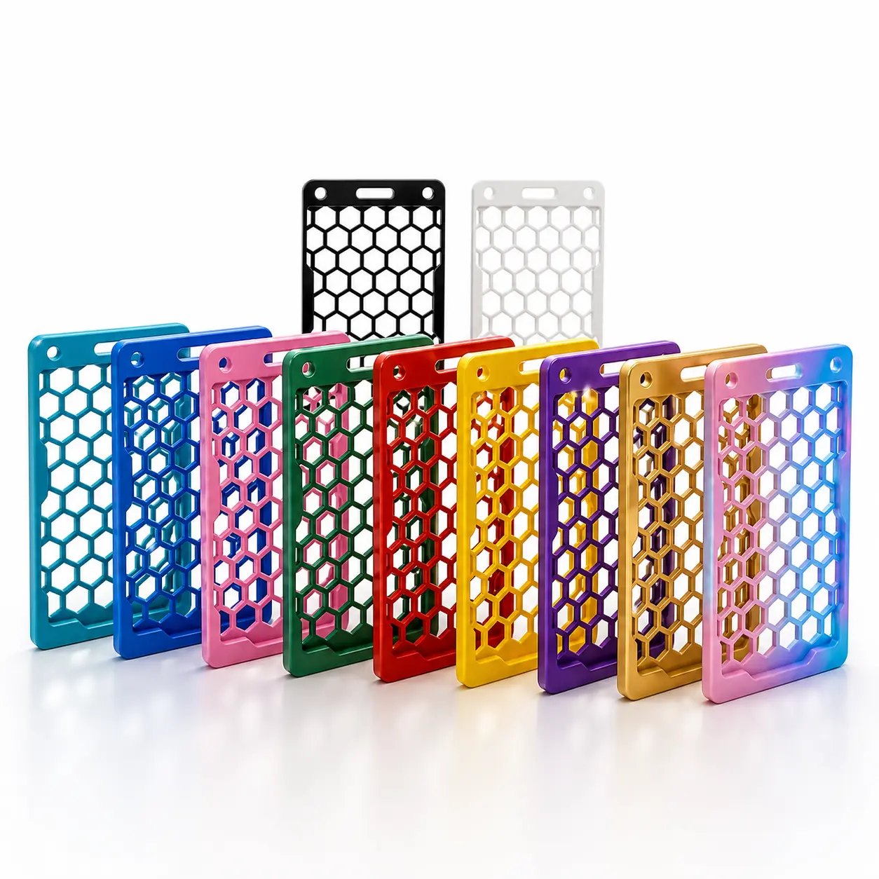 Personalized Honeycomb Vertical ID Badge Holder – 3D Printed Custom Name Card Holder for Nurses, Teachers & Office Workers
