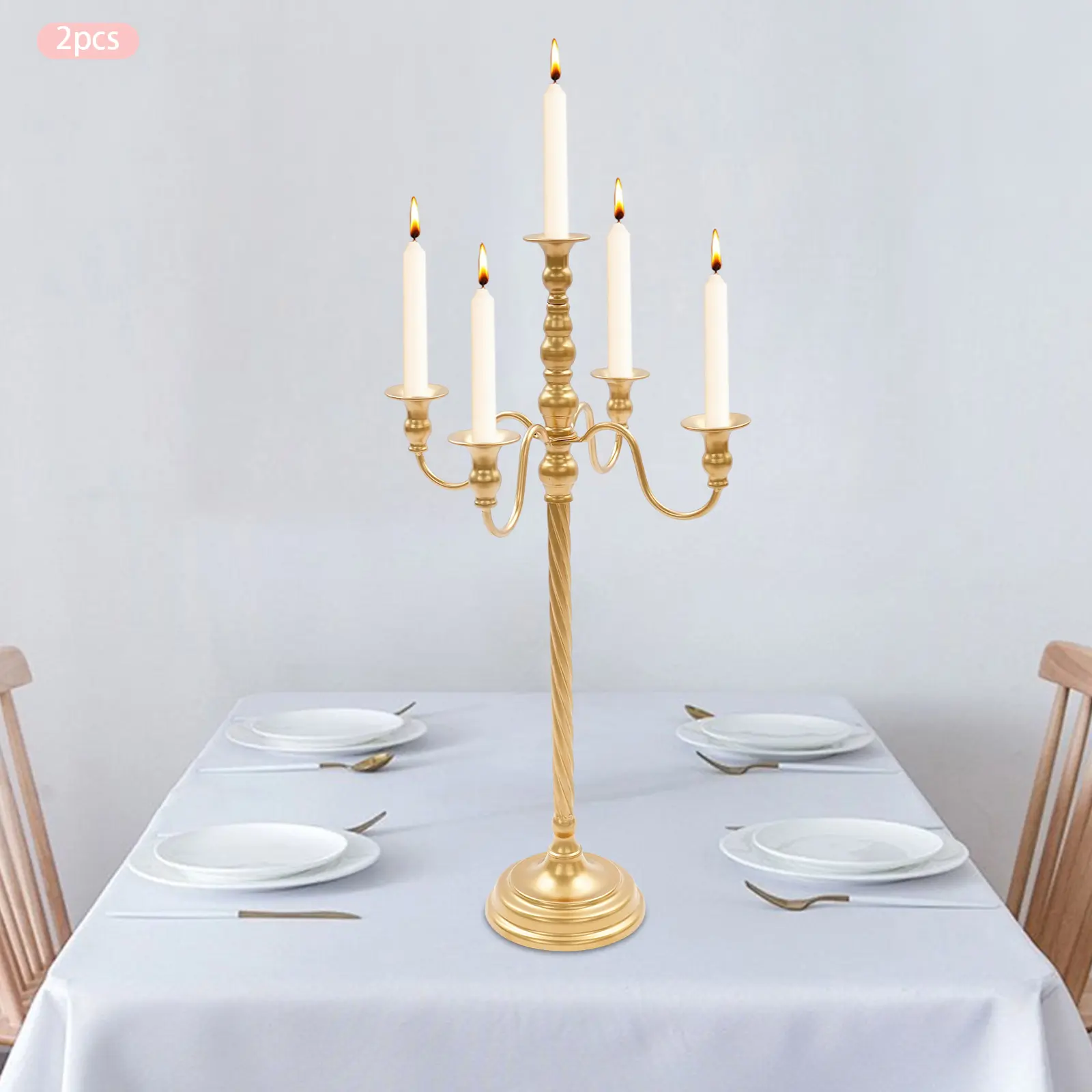 Gold Iron Candle Holder 71cm Vintage for Living Room Dining Table Mantle Decor Use