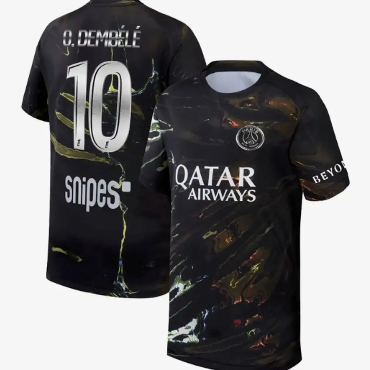 Unisex Soccer/Football Paris Saint-Germain Club O.Dembélé #10 2025/26 Night Edition Stadium Replica Jersey - Black TXG