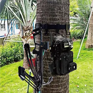 Tree Stand Strap Hook Hanger, Foldable Bow Hanger Strap, Adjustable Webbing Straps with 6 Plastic Hooks for Hiking Hunting Camping Accessories