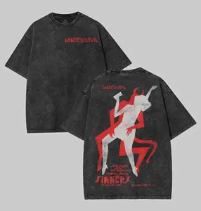 Retro Limited Sinners T-Shirt, Dance With The Devil Graphic Tee, Vintage Movie 2025 Unisex Horror Action Film Cotton Washed Tee Shirt, Men Gifts ST