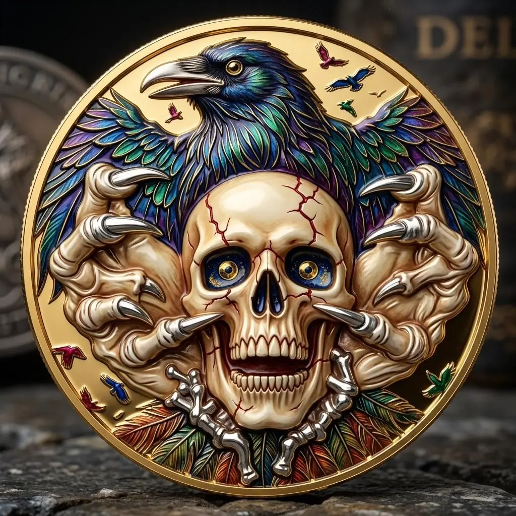 Twin Dragons Yin Yang Challenge Coin, Chinese Feng Shui Fire Ice Gold Coin, Eastern Mythical Beast Collectible, 2D & 3D Collectible, Desk Gift