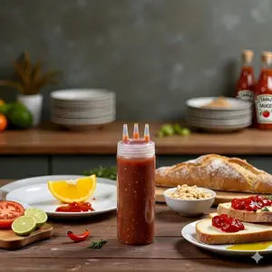 3-Pack 3-Hole Squeeze Condiment Bottles, 360ml Plastic Sauce Dispenser, Leak-Proof Kitchen Bottles for Ketchup & Jam