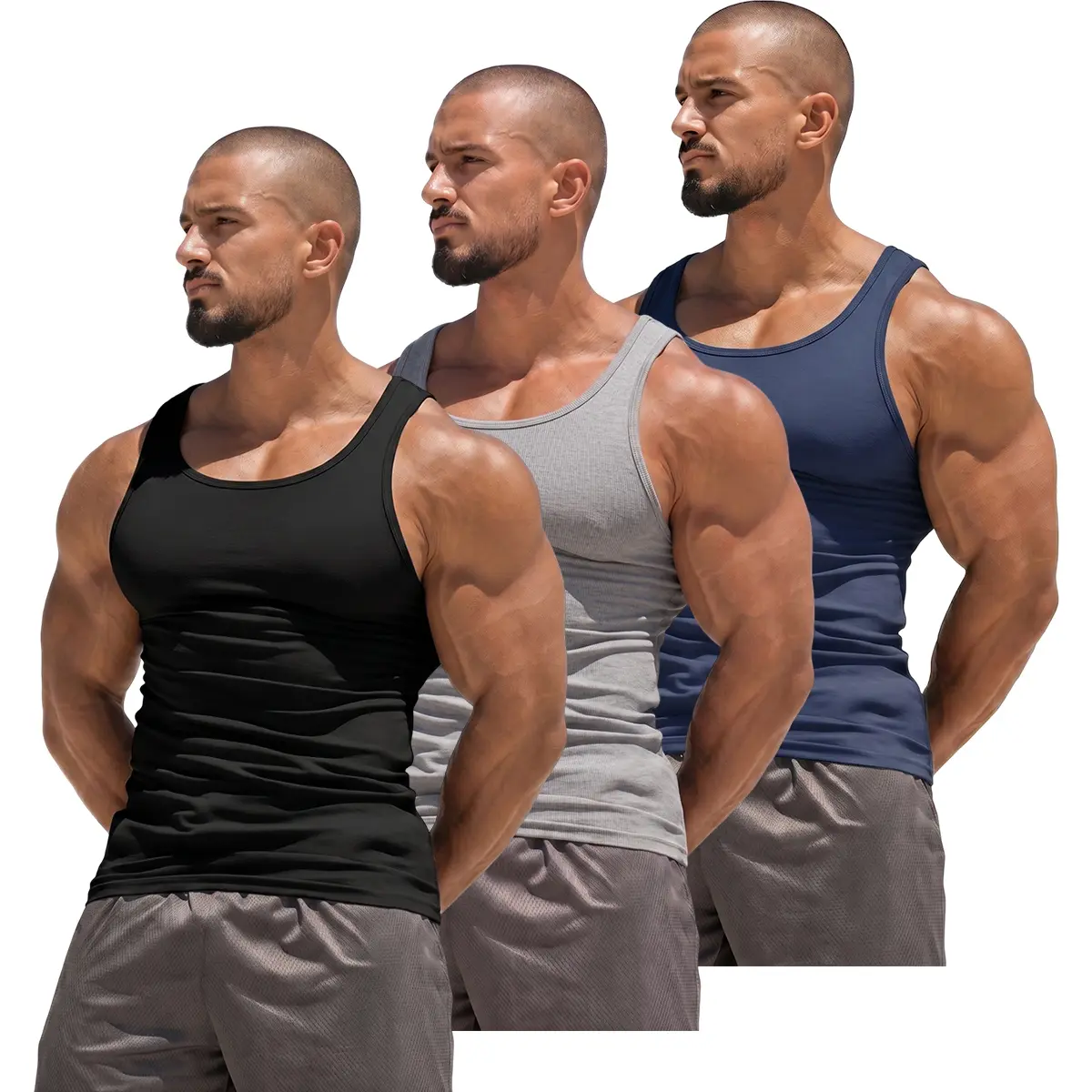 JOGWAVE 3PCS Men’s solid compression shaping tank tops: men’s sleeveless shapewear shirt, men’s athletic T-shirt tank top, breathable crew-neck compression active top; suitable for running, fitness, basketball; all-season men’s underwear, men’s tank tops.
