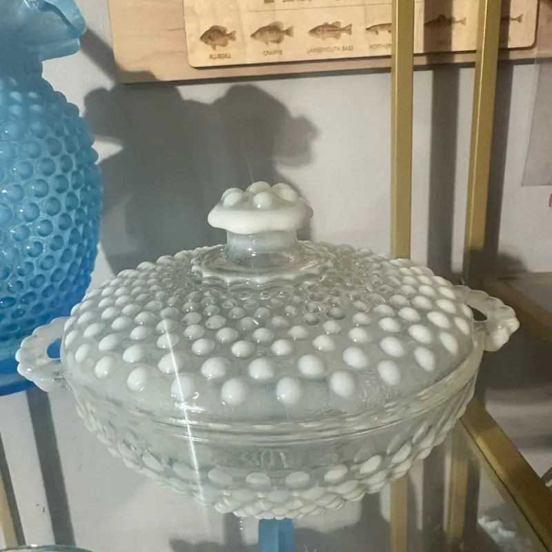 Moonstone by Anchor Hocking Glass Covered Candy Bowl