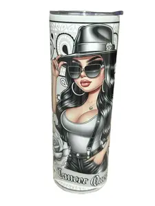 Chicana Cancer Queen Zodiac - June 21st - July 22nd - 20oz oz 20 oz. 20oz. - Skinny Straight Sublimation Tumbler - Amy's Tumbler Junkies!