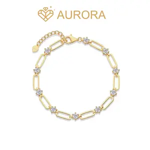 【#171 Lustre Link Set】synthetic-moissanite necklace bracelet set for women dainty link chain minimalist fashion jewelry gift