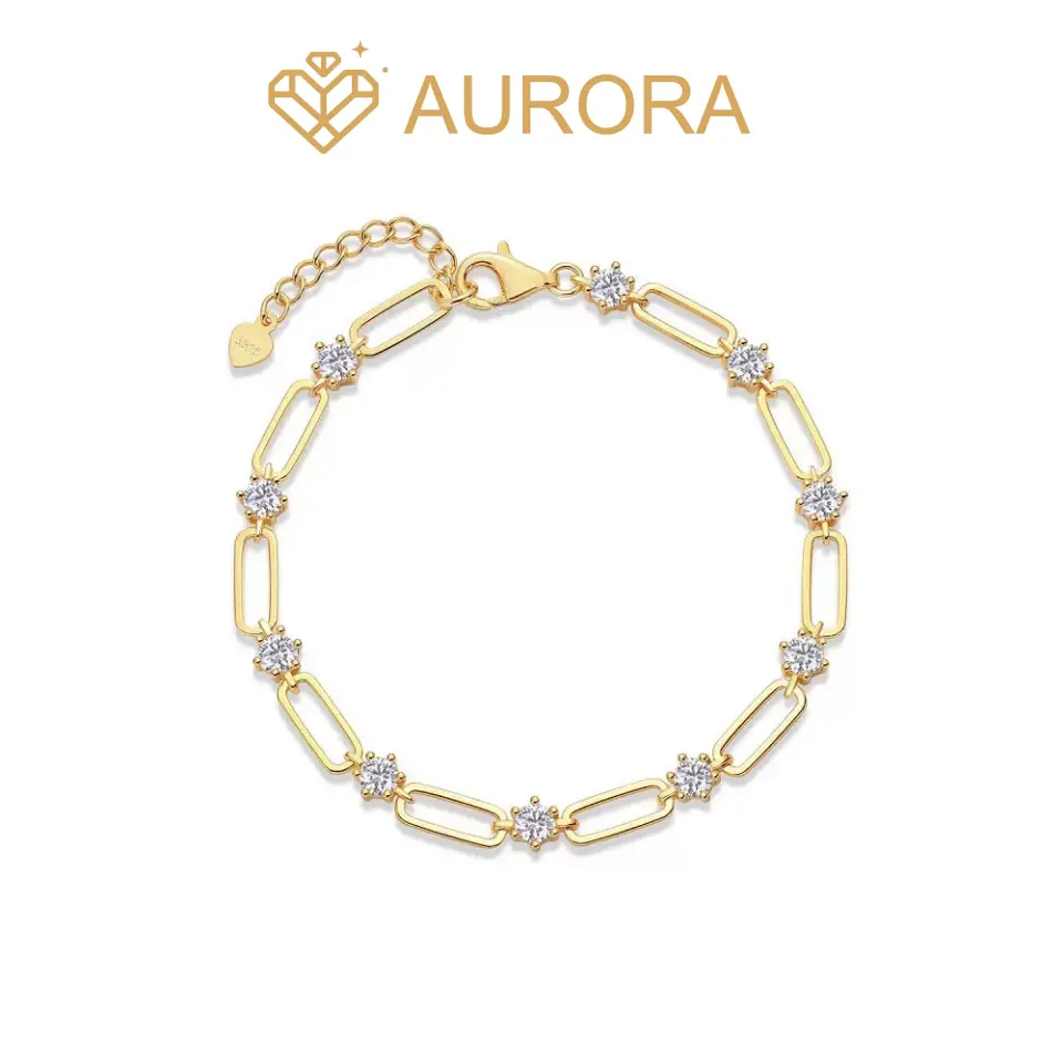【#171 Lustre Link Set】synthetic-moissanite necklace bracelet set for women dainty link chain minimalist fashion jewelry gift Jewellery Gift Set