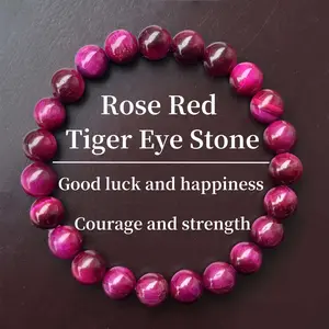 Rose Red Tiger's Eye Bracelet Good Luck And Happiness Courage And Strength Natural Healing Crystal Gorgeous Stone Gemstone Jewelry Energy Love Girlfriend Boyfriend Souvenir Valentine Anniversary New Year Christmas Halloween Birthday Gift