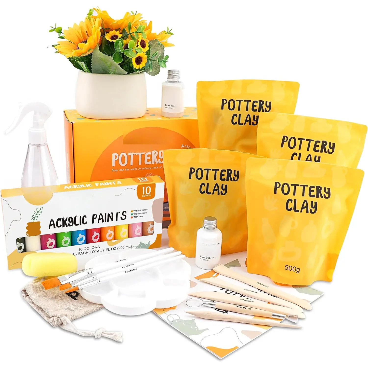Air Dry Clay Pottery Kit - Home DIY Pottery Starter Kits with Air-Dry ...