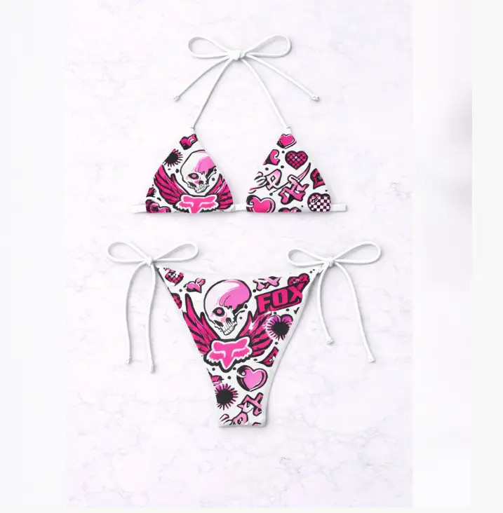 Wing Skull Street Art Bikini Set