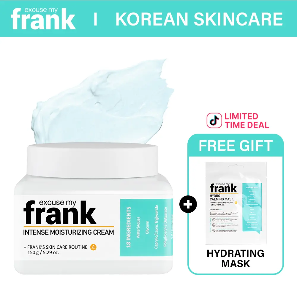 [+FREE Mask] Excuse My Frank Intense Moisturizing Cream (+ Facial Mask – Limited Time Only) with Oligo Hyaluronic Acid and Panthenol for Long-Lasting Hydration and Skin Repair