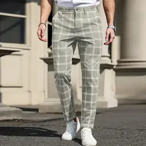 Men's casual formal pants, men's plaid casual business slim straight-leg pants, various styles, comfortable and casual, suitable for daily leisure and business occasions, men's clothing, men's pants