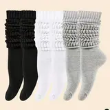 【Black Friday】3/24 Pairs Simple Minimalist Long Tube Pile Socks for Men & Women, Sweat-Absorbing Durable Classic Solid Color Versatile Socks, Breathable Knit Socks for Daily Casual Wear, Casual Comfy Socks