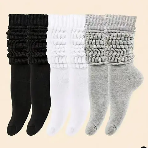 Men's and Women's 3/24 Pairs Simple Minimalist Long Tube Pile Socks, Sweat-Absorbing Durable Classic Solid Color Versatile Socks, Breathable Knit Socks for Daily Casual Wear, Casual Comfy Socks