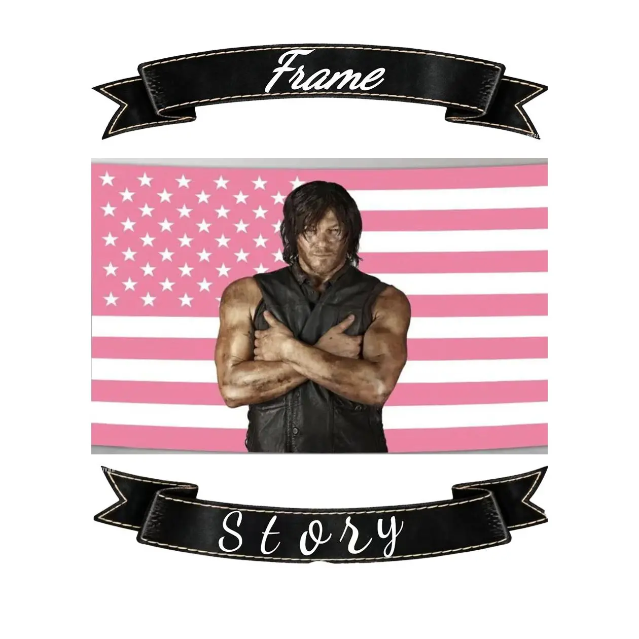 Norman Cotton Linen Tapestry Modern Reedus & Daryl Dixon American Flag 90x150cm Stripe Design Wall Hanging Art Decor for Living Room