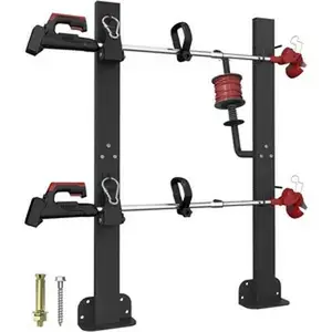 2 Place Weed Eater Rack for Open Trailer, Weedeater Rack with Lockable Hasp Mount on Landscape Trailer Truck, Enclosed Trimmer Rack with Trim Line Holder for Yard Lawn Tools Equipment