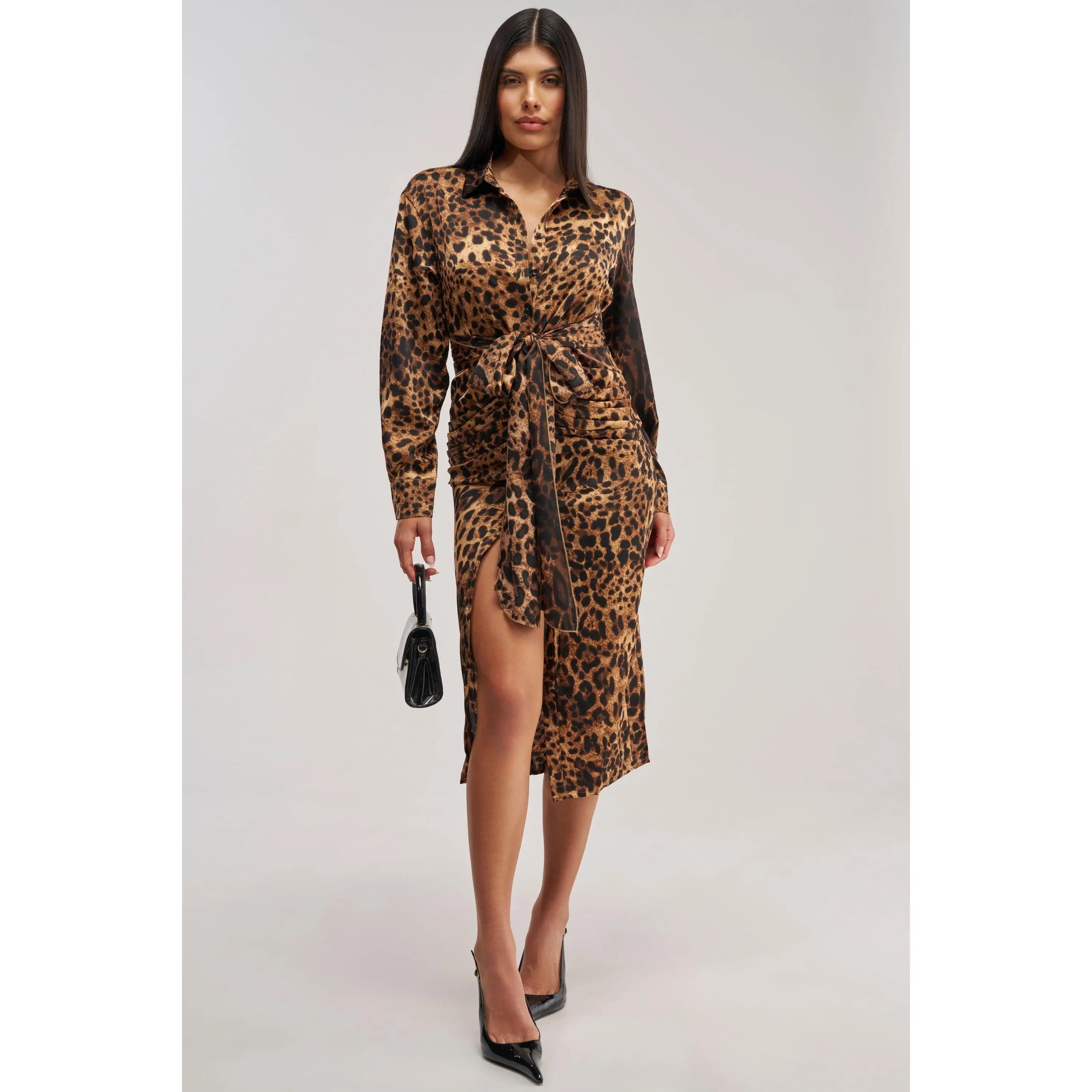GOLDEN RADIANCE CHEETAH MIDI DRESS