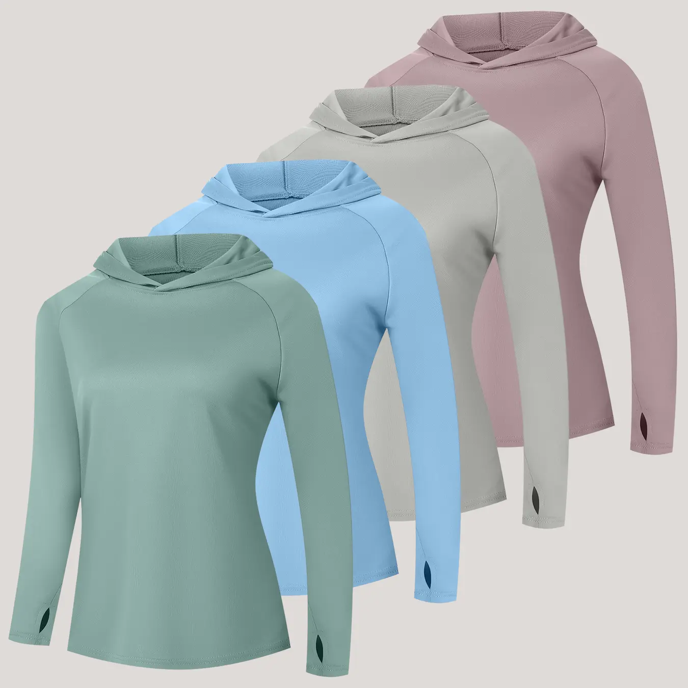 Noeallyrisss 4 Packs Women's Sun Protection Hooded Sweatshirts, Quick-drying and Breathable Long-sleeved Sports Sweatshirts With Slits summerwins