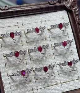Lillian(7916)gc.S925 adjustable baby bat ruby rings