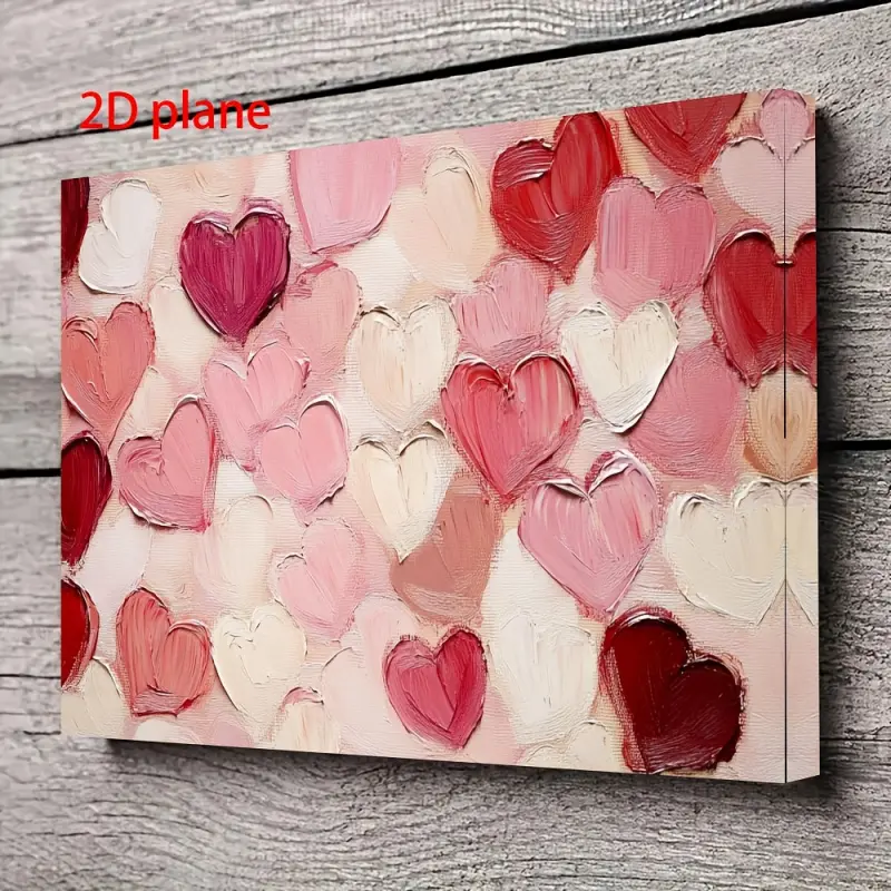 1 Piece Romantic Heart Canvas Wall Art - Pink and Red Love Painting, Neutral Background, Framed Decoration, Suitable for Valentine's Day, Anniversary, Wedding - Indoor/Outdoor Home Decoration - No Electricity Required - Perfect Gift for Couples, Valentine