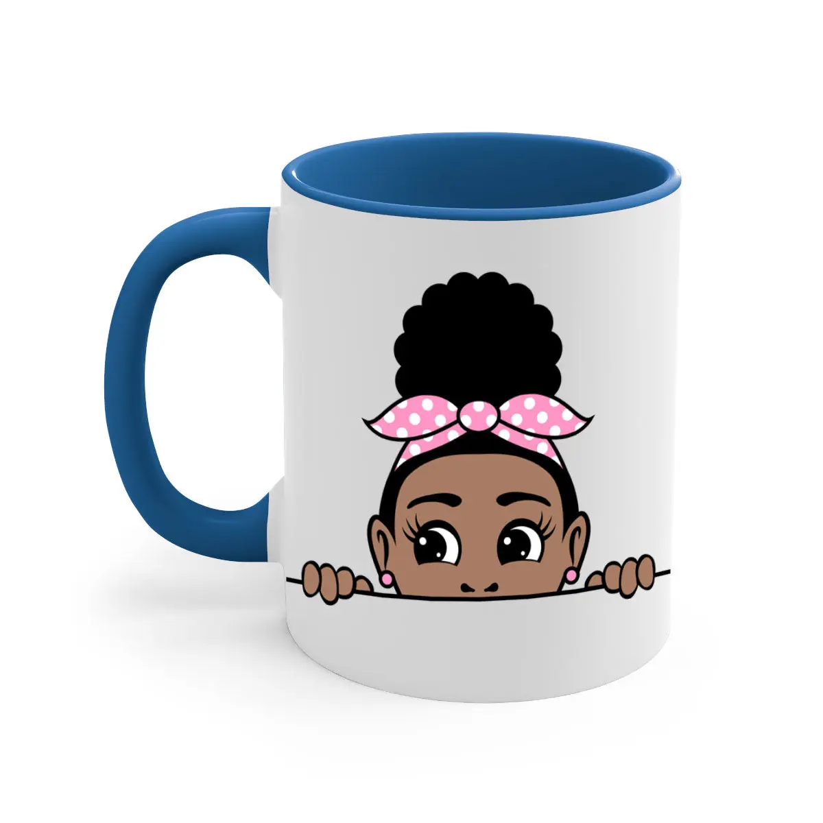 afro puff bandana girl peekaboo 86#- Black women - Girls-Mug / Coffee Cup Ceramic Drinkware