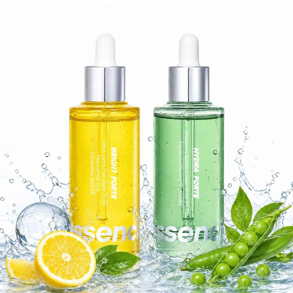 Essenciel Brightening Hydrating Face Serum Set - Hyaluronic Acid, Minerals, Ceramides, Acne Care, Combination Skin, Dirt Removal Moisture Boost Duo (2x50ml)